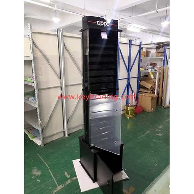 Floor Standing Rotating Zippo Lighter Display Case With Storage Cabinet