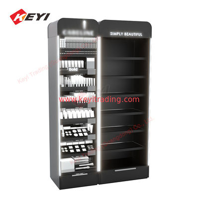 Custom Wooden Wall Cosmetic Shelves Display Cabinet And Makeup Display Wall Showcase For Cosmetic Salon Store