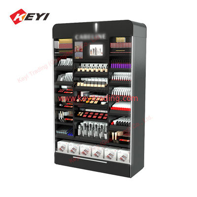 Custom Wooden Wall Cosmetic Shelves Display Cabinet And Makeup Display Wall Showcase For Cosmetic Salon Store