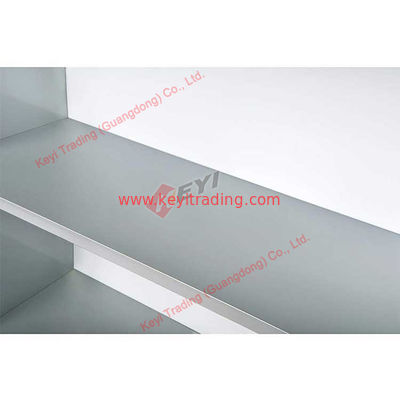 white retail store display shelf with LED light MDF wood commercial booth OEM design with size cosmetic perfume display