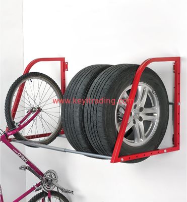 Tire Storage Rack for Garage, Heavy Duty Tier Organizer Shelf for Home Workshop, Red Adjustable Spare Tire Holder, Holds