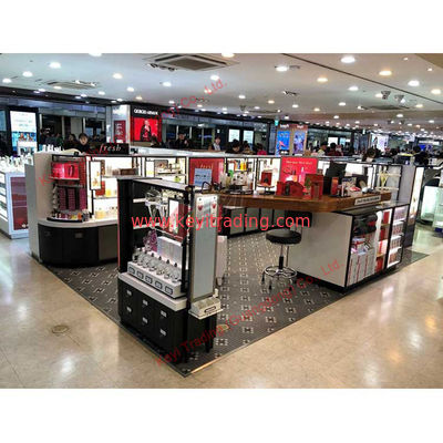 Retail customized luxury black makeup shop displays acrylic cosmetic display stand and cabinet