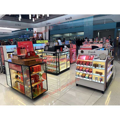 Retail customized luxury black makeup shop displays acrylic cosmetic display stand and cabinet