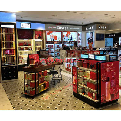 Retail customized luxury black makeup shop displays acrylic cosmetic display stand and cabinet