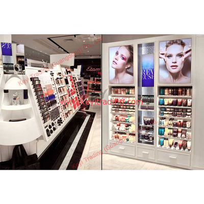 Luxury Custom Perfume Showcase Shelving Boutique Cosmetic Display Wall Cabinet with LED Lighting
