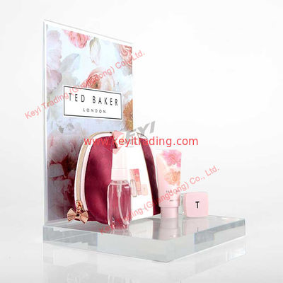 High Quality OEM Design Countertop Acrylic Display Holder Perfume Makeup Display Plexiglass Costmetic Display Block