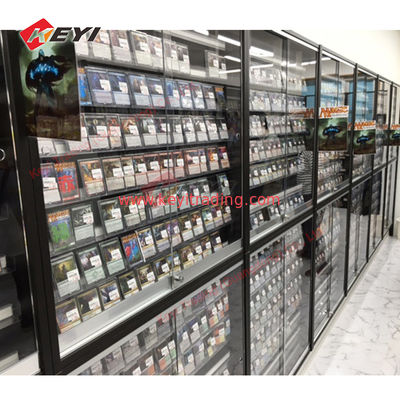 Custom PSAs Cards Display Case Acrylic Rails Removable with Lockable Door Baseball Cards TCG Various Cards Display
