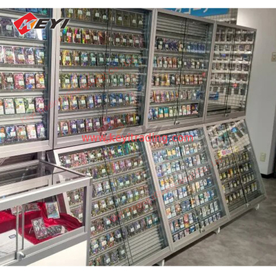 Trading Card Display Cases Hobby Station Display Rack Aluminum Metal Frame Display Stand with Sliding Door for TCG Cards