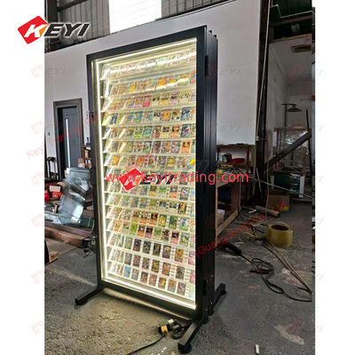 Customize Acrylic Collectable Sports Cards Floor Stand Led Lights Metal Frame Showcase Collectible Trading Card Display Case