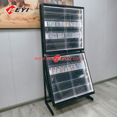 Repostionable Rail Card Display Case Retail Wholesale Pokemon Trading Card Metal and Acrylic Display Rack for TCG Store