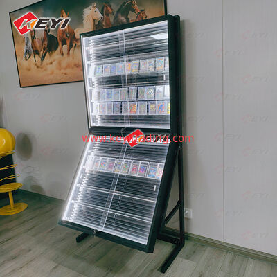 Repostionable Rail Card Display Case Retail Wholesale Pokemon Trading Card Metal and Acrylic Display Rack for TCG Store