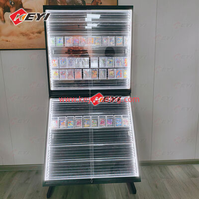 Repostionable Rail Card Display Case Retail Wholesale Pokemon Trading Card Metal and Acrylic Display Rack for TCG Store