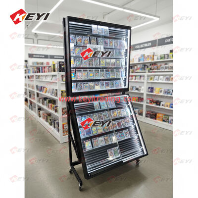 Good Quality Customized Size High Definition Glass TCG Cards Cabinet Free-Stranding Metal Frame for Pokémon Card Display