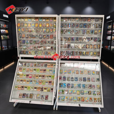 KEYI High Quality Single Side Metal Frame Bracket Height Adjustable Acrylic Card Rails Display Cases for Collectibles