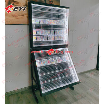 KEYI High Quality Single Side Metal Frame Bracket Height Adjustable Acrylic Card Rails Display Cases for Collectibles
