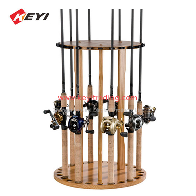 Custom Single Siede Solid Wooden Fishing Rod Display Rack For Retail