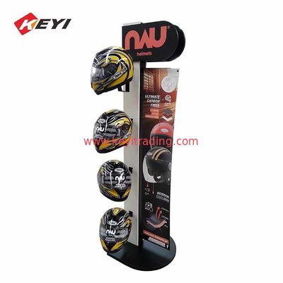 Retail Store Floor Motorcycle Helmet Display Stands With Led Light