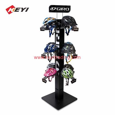 Retail Store Floor Motorcycle Helmet Display Stands With Led Light