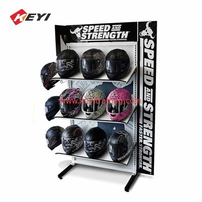 Retail Store Floor Motorcycle Helmet Display Stands With Led Light
