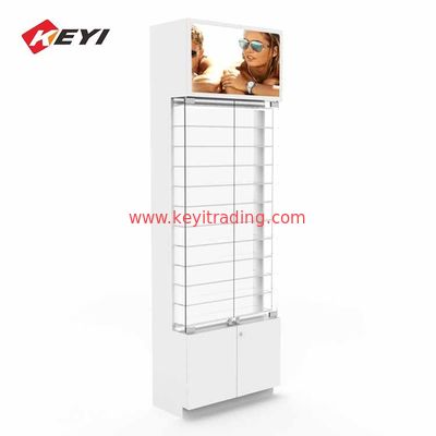 Optical Shop Floor Standing Wood And Glass Sunglass Display Cabinet With Lock