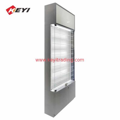 Optical Shop Floor Standing Wood And Glass Sunglass Display Cabinet With Lock