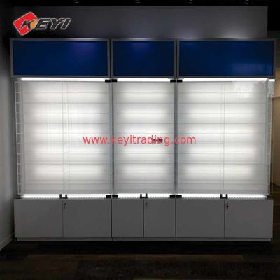 Optical Shop Floor Standing Wood And Glass Sunglass Display Cabinet With Lock