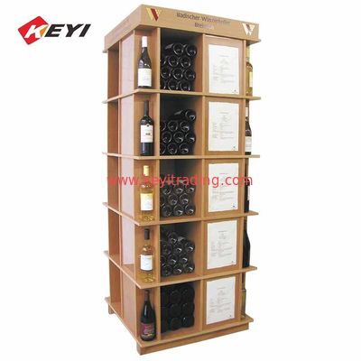 Luxury Free Standing Wood Wine Display Cabinet With Led Light