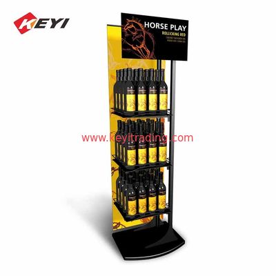 Hot Custom Floor Standing 4 Tier Metal Shelf Beer Display Stand Rack