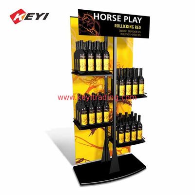 Hot Custom Floor Standing 4 Tier Metal Shelf Beer Display Stand Rack