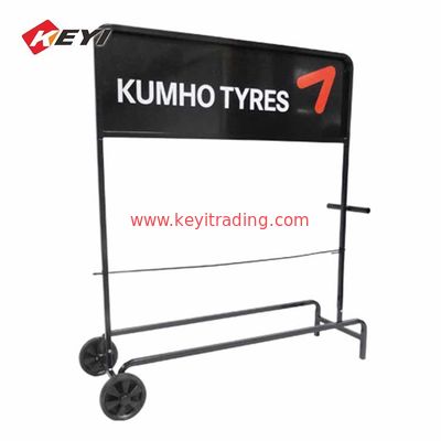 Custom Logo Removable Metal 5 Car Wheel Display Stand With 2 Caster