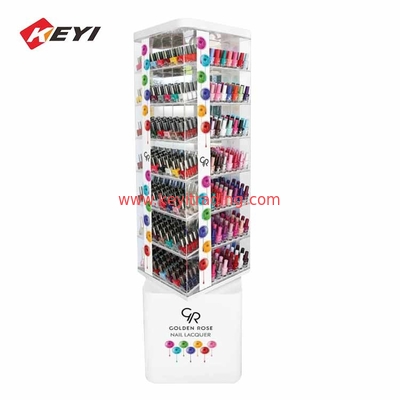 Custom Design Floor Layered Metal Shelf Opi Nail Polish Display Stand For Cosmetics Store