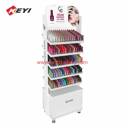 Custom Design Floor Layered Metal Shelf Opi Nail Polish Display Stand For Cosmetics Store