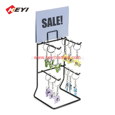 Metal Hook Stand Counter Keychain Display Rack for retail shop