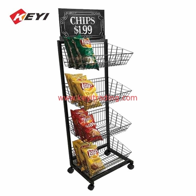 Retail Store Metal Iorn Wire Basket Stand Wire Snack Display Rack