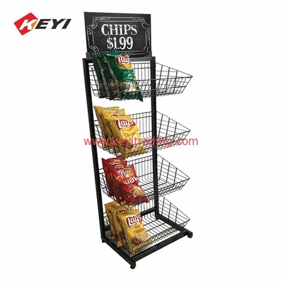 Retail Store Metal Iorn Wire Basket Stand Wire Snack Display Rack