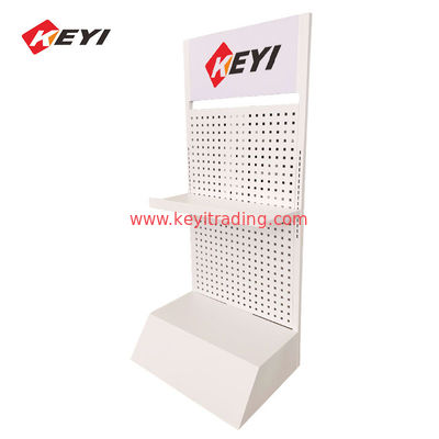 Removable White Metal Floor Energy Storage Stand Motor Oil Display Rack