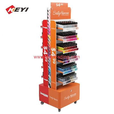 Custom Store makeup display rack Metal Nail Polish Shelf With Storage Drawer