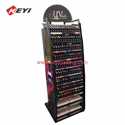 Custom Store makeup display rack Metal Nail Polish Shelf With Storage Drawer
