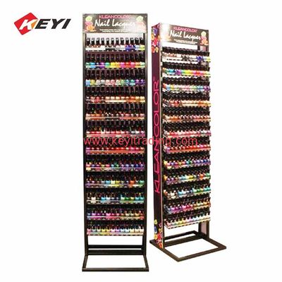 Custom Store makeup display rack Metal Nail Polish Shelf With Storage Drawer