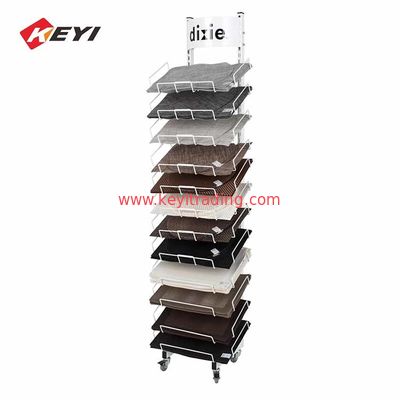 Custom High Quality Floor Standing Metal Placemat Display Rack With 4 casters