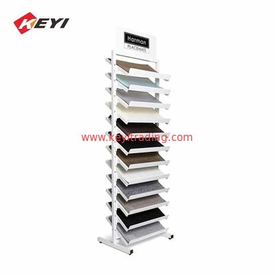 Custom High Quality Floor Standing Metal Placemat Display Rack With 4 casters