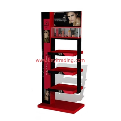 New Product Custom Cosmetics Store Floor 3 Tier Metal Shelf Makeup Display Stand