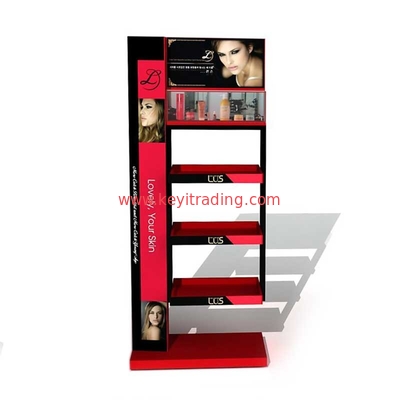 New Product Custom Cosmetics Store Floor 3 Tier Metal Shelf Makeup Display Stand