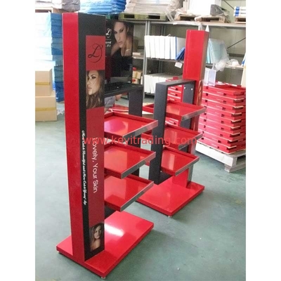 New Product Custom Cosmetics Store Floor 3 Tier Metal Shelf Makeup Display Stand