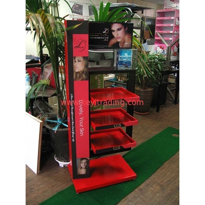 New Product Custom Cosmetics Store Floor 3 Tier Metal Shelf Makeup Display Stand