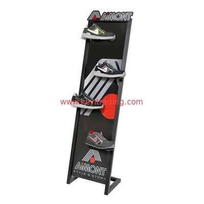 Custom Matte Black Metal floor Shoe Display Stand For Retail Shop