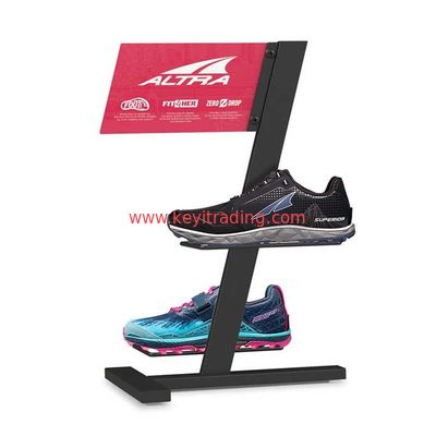 Custom Matte Black Metal floor Shoe Display Stand For Retail Shop