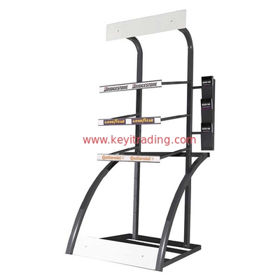 Floor Standing Metal Tire Showroom Displays Rack With Brochure Holder
