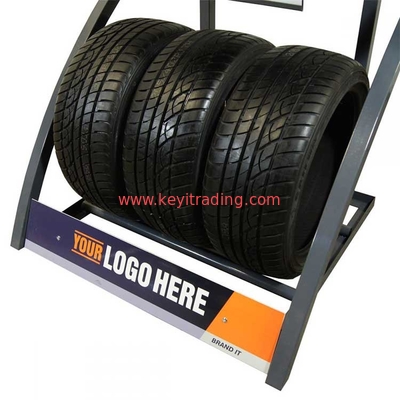 Floor Standing Metal Tire Showroom Displays Rack With Brochure Holder