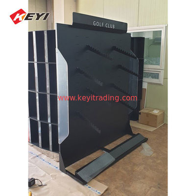 matte black Metal slatwall Golf Club Display Rack - Adjustable shelf